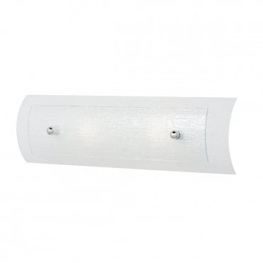 DUET LED 2 Light Linear Bathroom Wall Light Chrome Opal Rain Glass