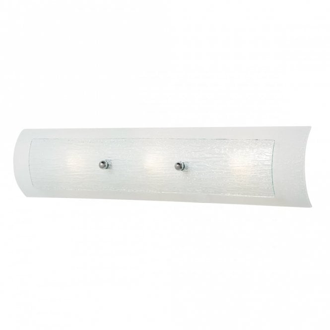 DUET LED 3 Light Linear Bath Wall Light Chrome Opal Rain Glass