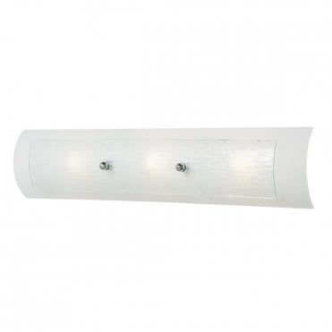 DUET LED 3 Light Linear Bath Wall Light Chrome Opal Rain Glass