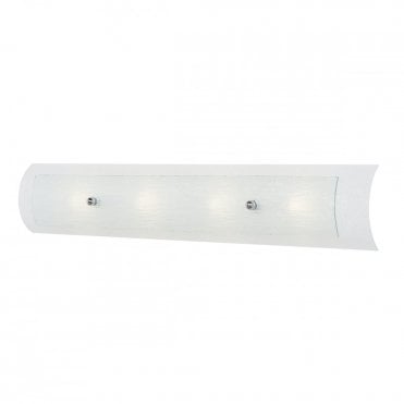 DUET LED 4 Light Linear Bathroom Wall Light Chrome Opal Rain Glass