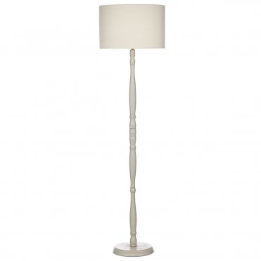 DUNLOP Traditional Wooden Floor Lamp With Cream Cotton Shade