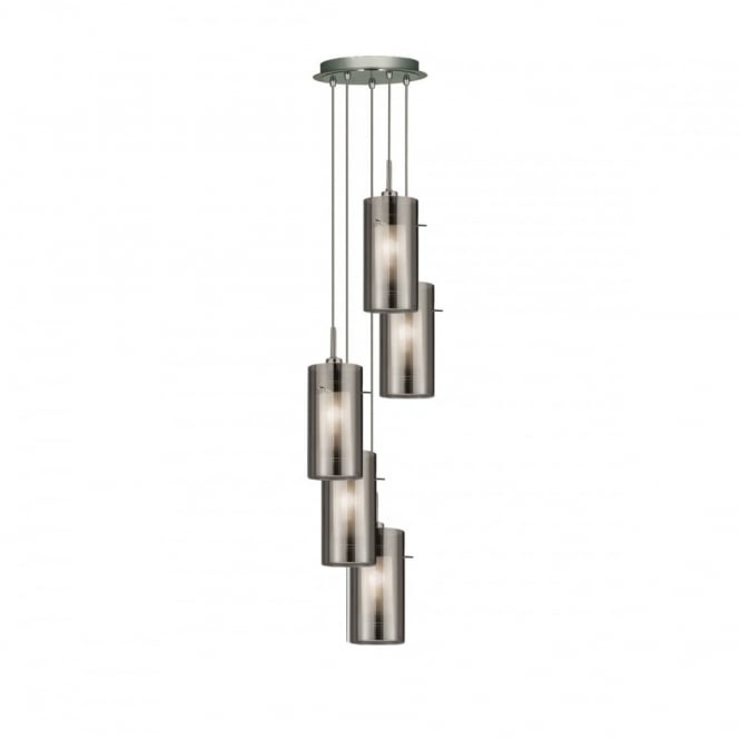 DUO - 1 5 Light Ceiling Multidrop With Smokey Outer/Froste