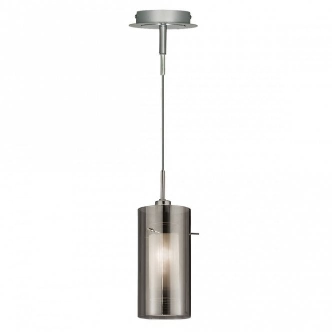 DUO - 2 1 Light Ceiling Pendant With Smokey Outer/Frosted Inner Glas