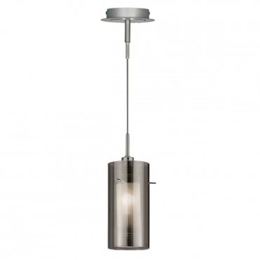 DUO - 2 1 Light Ceiling Pendant With Smokey Outer/Frosted Inner Glas