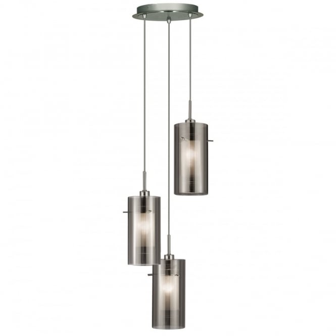 DUO - 2 3 Light Ceiling Multidrop With Smokey Outer/Frosted