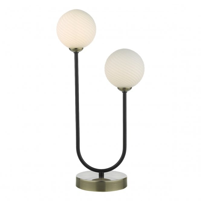 DUO 2 Light Table Lamp | Antique Brass and Opal Glass
