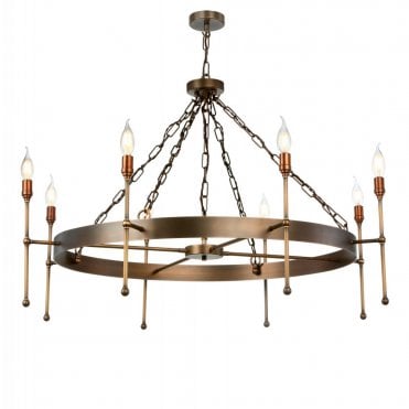 DURRELL 8 light ceiling pendant in antique brass DHL