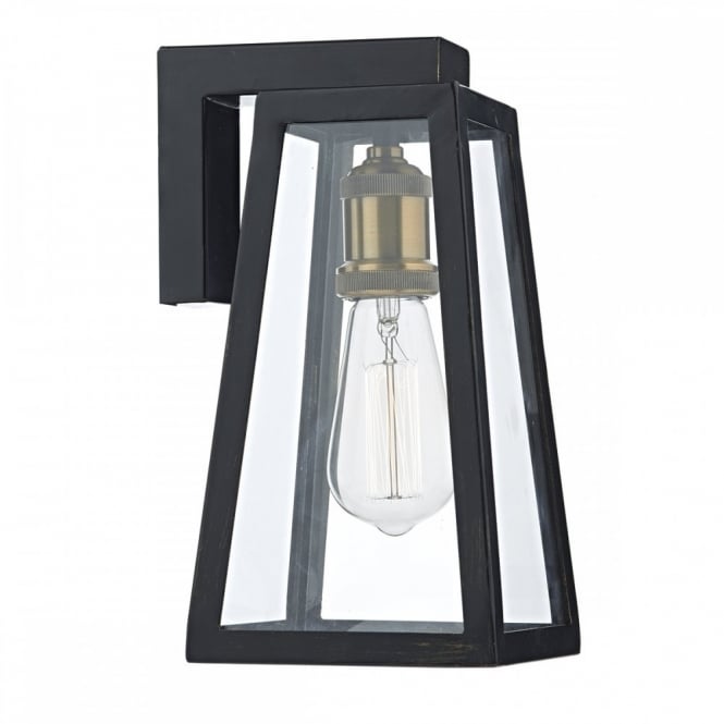 DUVAL - Exterior Tapered Glass Box Wall Lantern in Black