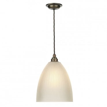 DUXFORD - Glass Ceiling Pendant Antique Brass C/W Satin Glass