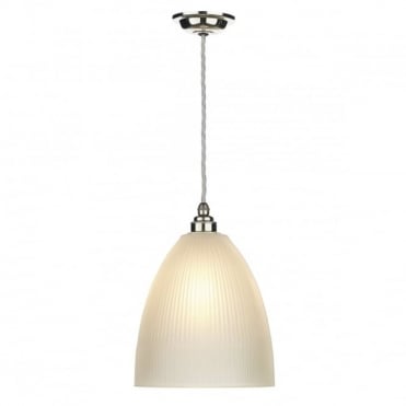 DUXFORD - Glass Ceiling Pendant Nickel Chrome C/W Satin Glass