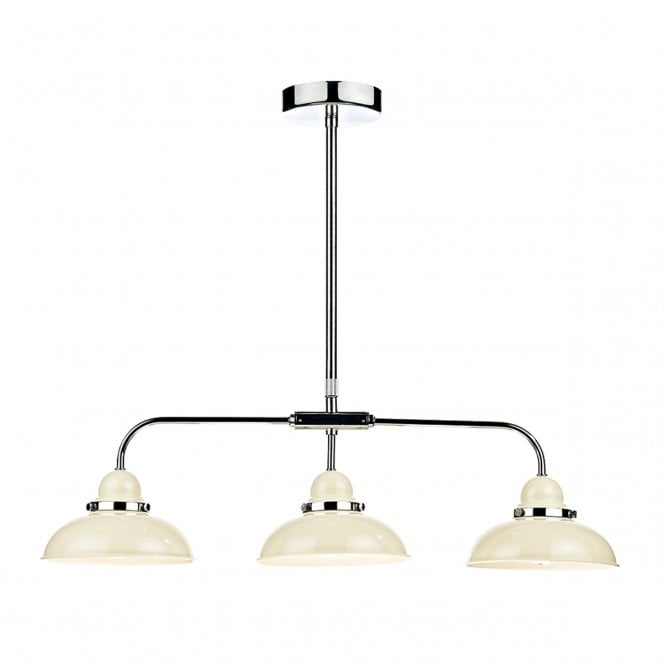 DYNAMO Cream & Chrome 3 Light Suspended Bar Ceiling Pendant