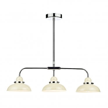 DYNAMO Cream & Chrome 3 Light Suspended Bar Ceiling Pendant