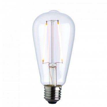 E27 LED Filament Bulb Pear Shaped Vintage Clear Glass & Chrome Finish