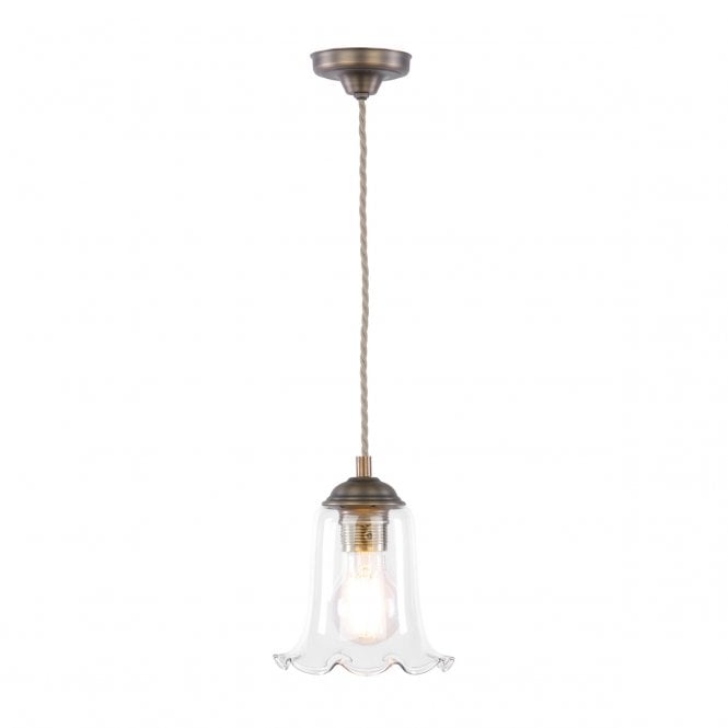Ebba Ceiling Pendant - Antique Brass and Clear Glass