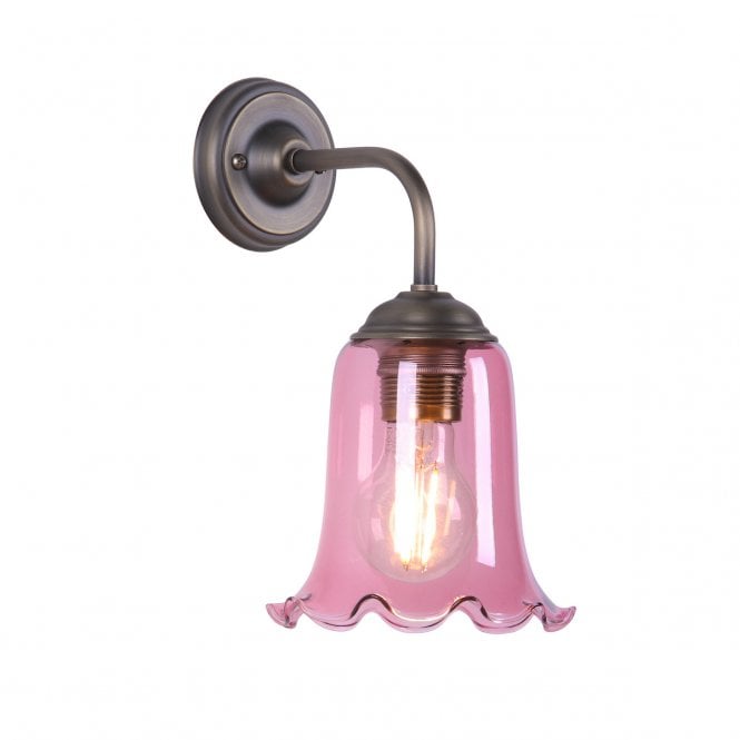 Ebba Wall Light - Antique Brass and Azalea Glass
