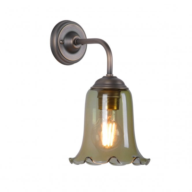 Ebba Wall Light - Antique Brass and Moss Glass