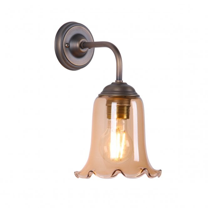 Ebba Wall Light - Antique Brass and Tobacco Glass