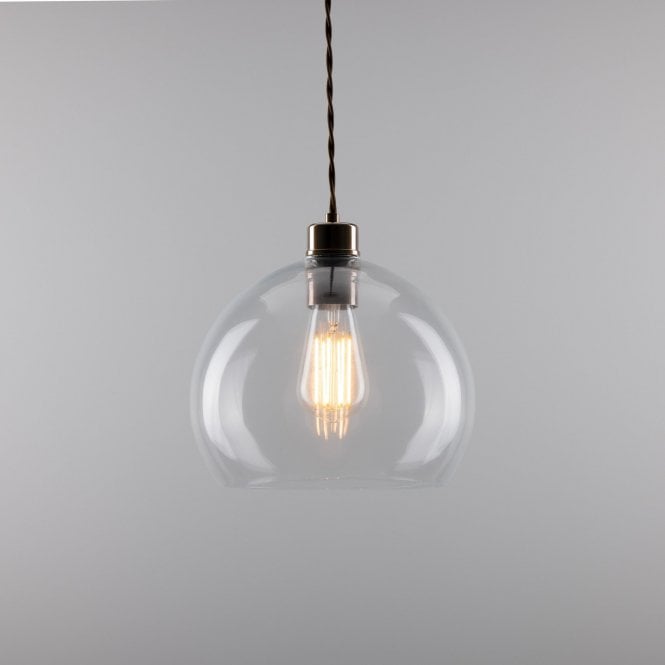 EDEN - 25Cm Clear Sphere Ceiling Pendant In Antique Brass