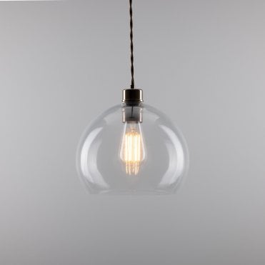 EDEN - 25Cm Clear Sphere Ceiling Pendant In Antique Brass