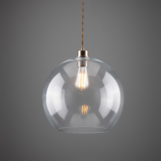 EDEN - 35Cm Clear Sphere Ceiling Pendant In Antique Brass