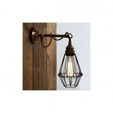EDOM - Industrial Cage Wall Light In Antique Brass