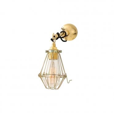 EDOM - Industrial Cage Wall Light In Polished Brass
