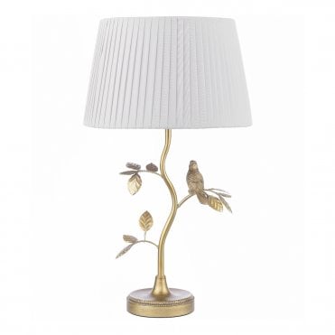 Egelton Table Lamp - Aged Brass with Taupe Pleated Shade