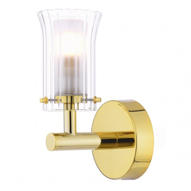 ELBA Bathroom Wall Light | Polished Gold Glass IP44