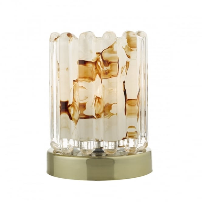 ELF - Table Lamp Touch Antique Brass Ribbed Glass