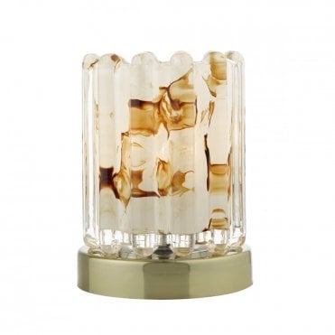 ELF - Table Lamp Touch Antique Brass Ribbed Glass