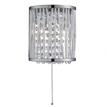 2 LIGHT WALL LIGHT WITH CHROME AND CRYSTAL