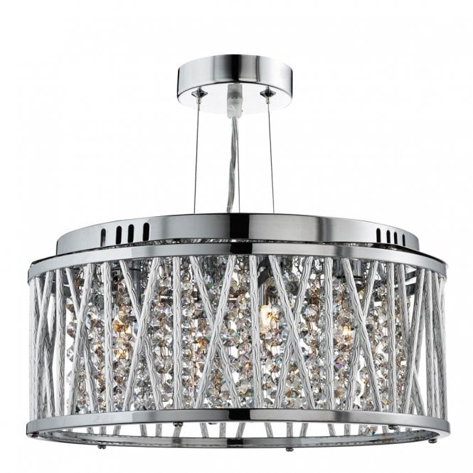 ELISE - 3 Light Ceiling Flush/Pendant Chrome Clear Crystal Bu