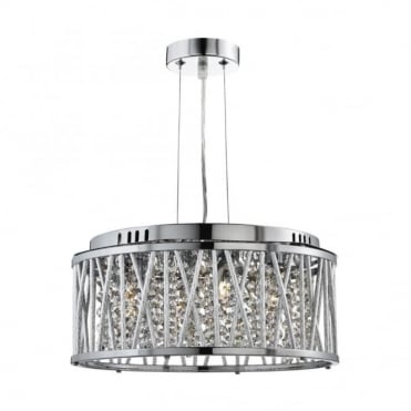 ELISE - 4 Light Ceiling Pendant Chrome Clear Crystal Button D