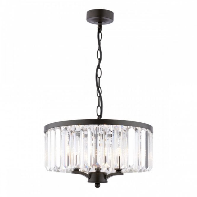 Elkwood 3 Light Pendant Crystal and Black