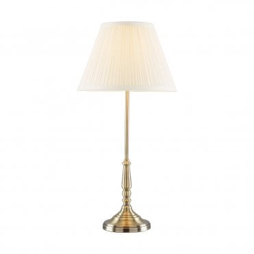 Table Lamp In Antique Brass With White Shade