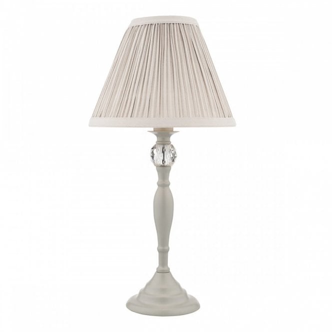 Ellis Grey & Crystal Table Lamp with Ivory Shade