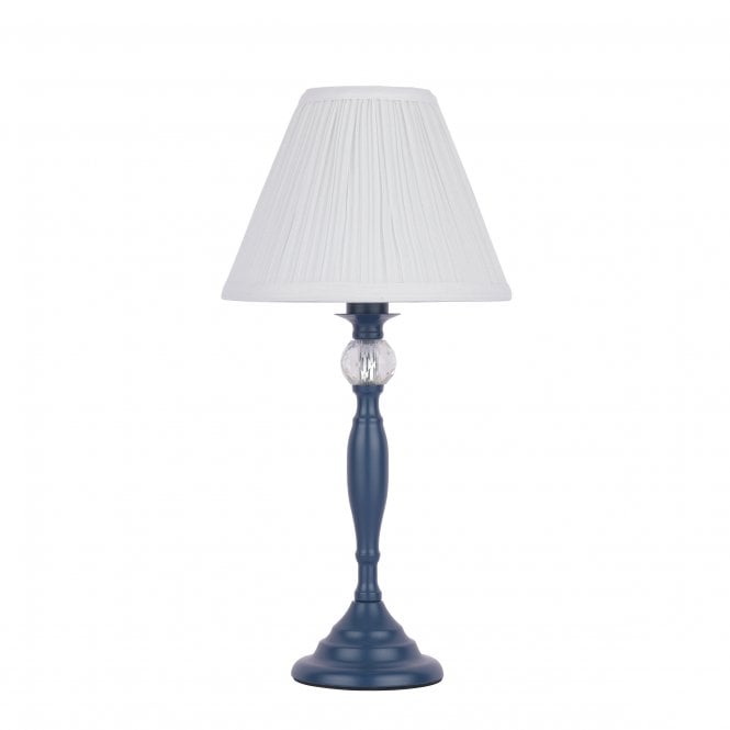 Ellis Matt Blue & Crystal Table Lamp with Shade