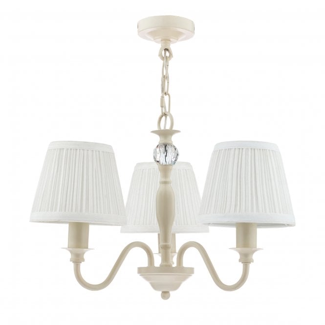 Ellis Off-White 3 Light Pendant with Ivory Shades