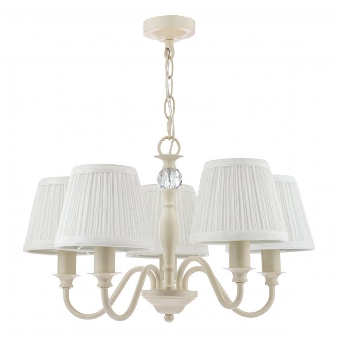 Ellis Off-White 5 Light Pendant with Ivory Shades