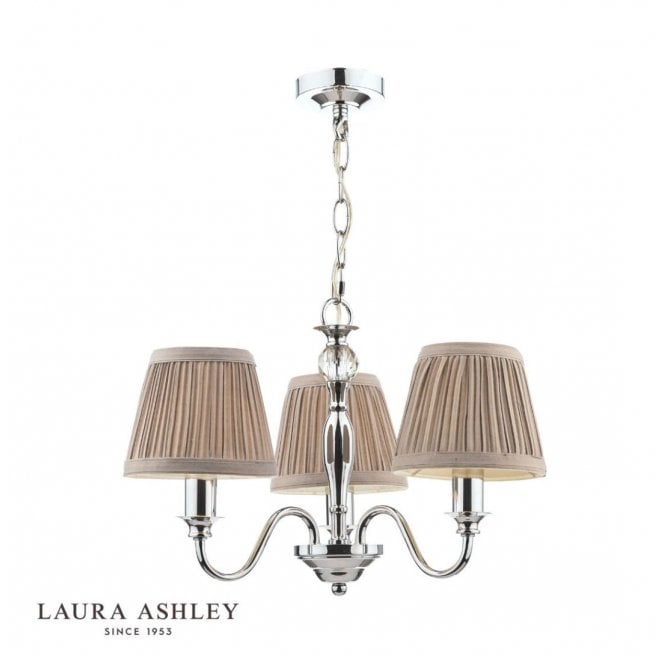 Ellis Polished Chrome 3 Light Pendant with Grey Shades