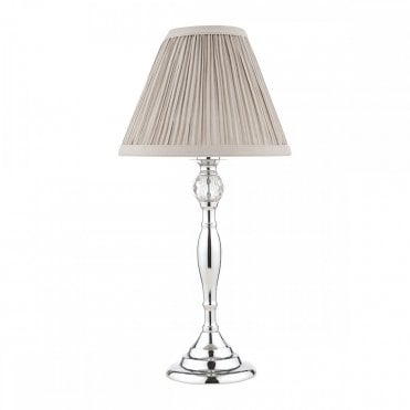 Table Lamp Polished Chrome With Grey Shade