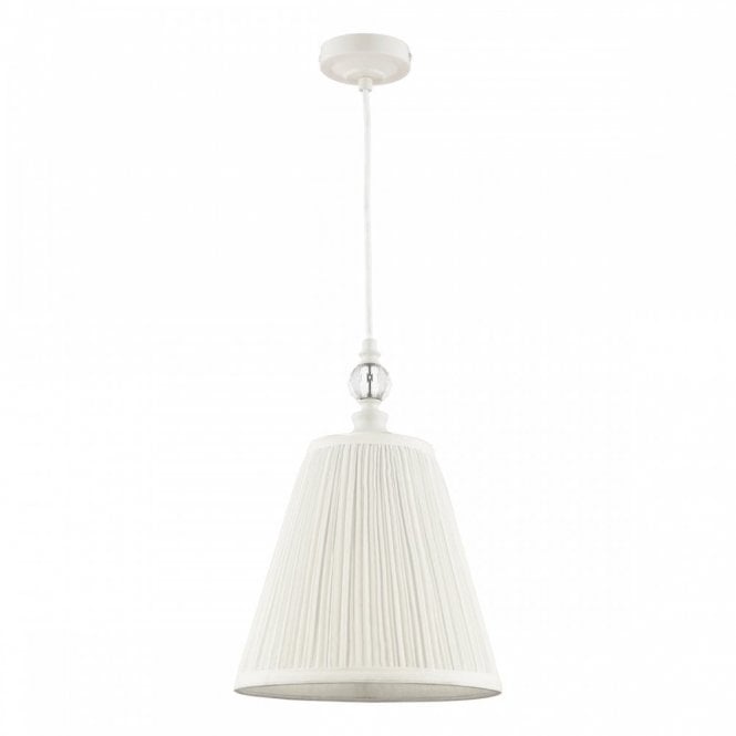 Ellis Satin Cream & Crystal Pendant with Ivory Shade