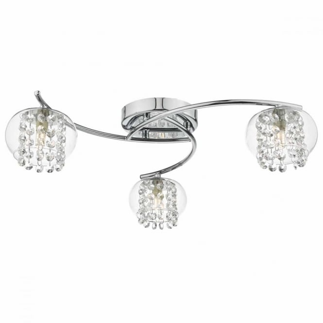 ELMA - 3lt Semi Flush Ceiling Light in Chrome and Glass
