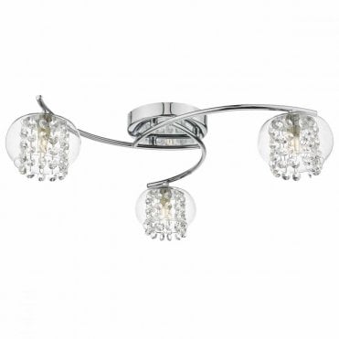 ELMA - 3lt Semi Flush Ceiling Light in Chrome and Glass