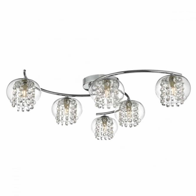 ELMA - 6lt Semi Flush Ceiling Light in Chrome and Glass
