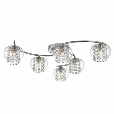 ELMA - 6lt Semi Flush Ceiling Light in Chrome and Glass