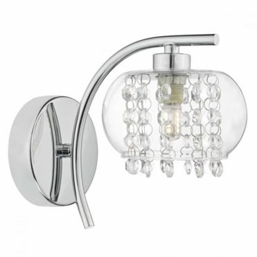 ELMA - Wall Light in Polished Chrome and Glass , Switched