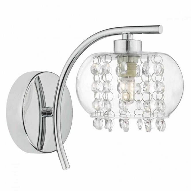 ELMA - Wall Light in Polished Chrome and Glass , Switched