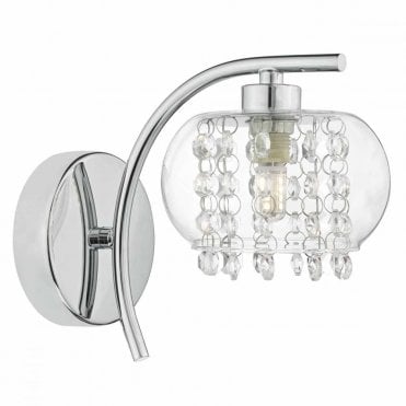 ELMA - Wall Light in Polished Chrome and Glass , Switched