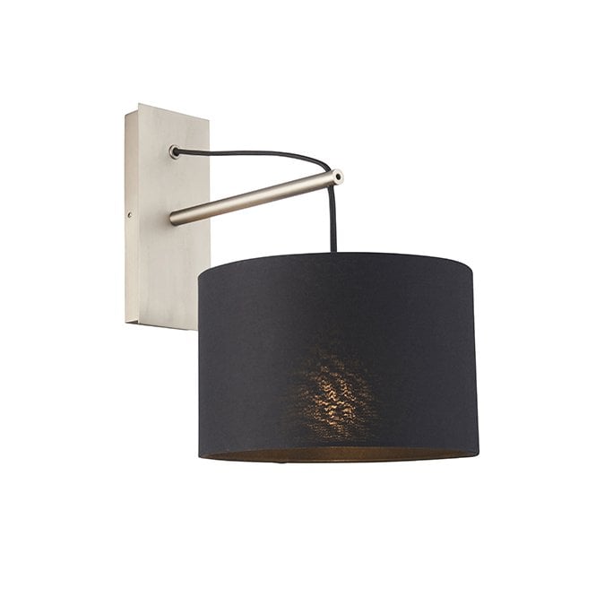ELONGATE Wall Light In Matt Nickel With Black Shade